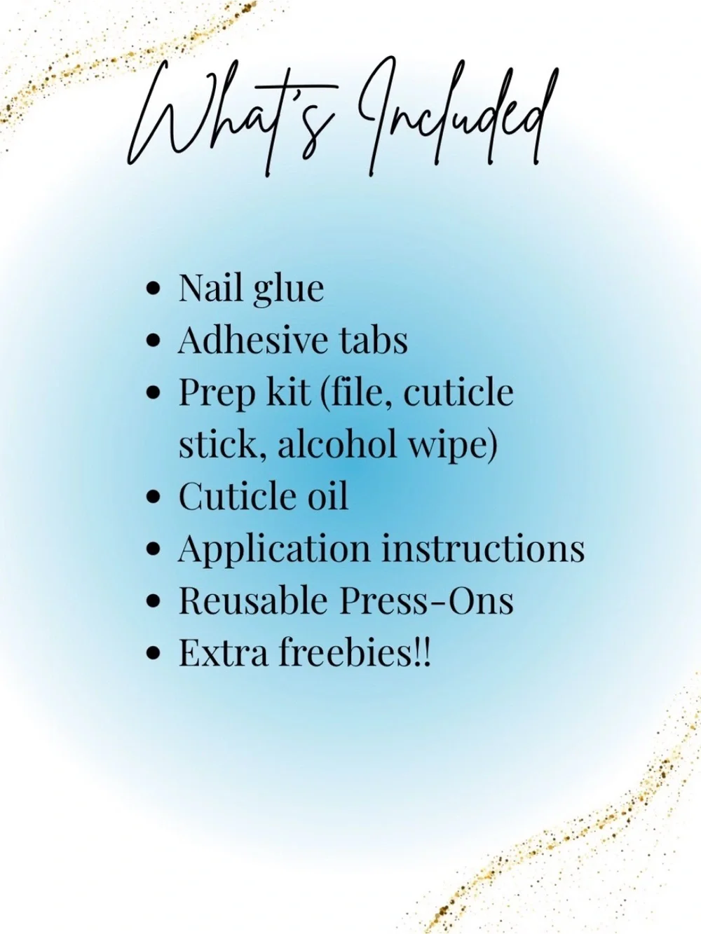 Nude & Blue Rhinestone Press-On Nail Set with Gold Accents
